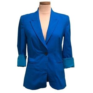 Diane Von Furstenberg Heller Blazer Size 6 Caribbean Blue Wool—FLAW